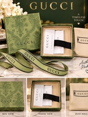 Gucci Olive Green Branded Ribbon and Gift Box Set